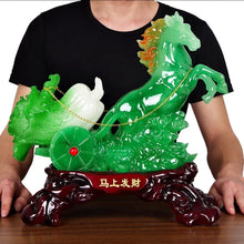 Load image into Gallery viewer, Chinese Feng Shui Lucky Wealth Cabbage Horse Statue Home/Office Decor Sculpture Craft Living Room TV Cabinet Fortune Ornament Housewarming Gift