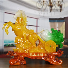 Load image into Gallery viewer, Chinese Feng Shui Lucky Wealth Cabbage Horse Statue Home/Office Decor Sculpture Craft Living Room TV Cabinet Fortune Ornament Housewarming Gift