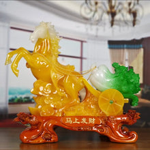 Load image into Gallery viewer, Chinese Feng Shui Lucky Wealth Cabbage Horse Statue Home/Office Decor Sculpture Craft Living Room TV Cabinet Fortune Ornament Housewarming Gift
