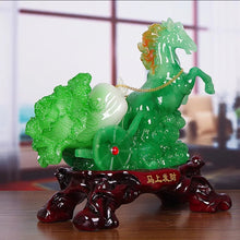 Load image into Gallery viewer, Chinese Feng Shui Lucky Wealth Cabbage Horse Statue Home/Office Decor Sculpture Craft Living Room TV Cabinet Fortune Ornament Housewarming Gift