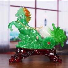 Load image into Gallery viewer, Chinese Feng Shui Lucky Wealth Cabbage Horse Statue Home/Office Decor Sculpture Craft Living Room TV Cabinet Fortune Ornament Housewarming Gift