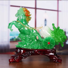 Load image into Gallery viewer, Chinese Feng Shui Lucky Wealth Cabbage Horse Statue Home/Office Decor Sculpture Craft Living Room TV Cabinet Fortune Ornament Housewarming Gift