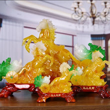 Load image into Gallery viewer, Chinese Feng Shui Lucky Wealth Cabbage Horse Statue Home/Office Decor Sculpture Craft Living Room TV Cabinet Fortune Ornament Housewarming Gift