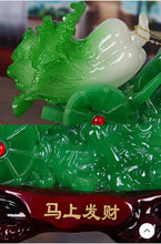 Load image into Gallery viewer, Chinese Feng Shui Lucky Wealth Cabbage Horse Statue Home/Office Decor Sculpture Craft Living Room TV Cabinet Fortune Ornament Housewarming Gift