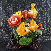 Load image into Gallery viewer, Chinese Feng Shui Lucky Wealth Gold Fish Statue Home/Office Decor Sculpture Craft Living Room TV Cabinet Fortune Ornament Housewarming Gift