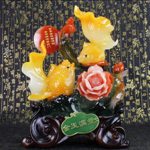 Load image into Gallery viewer, Chinese Feng Shui Lucky Wealth Gold Fish Statue Home/Office Decor Sculpture Craft Living Room TV Cabinet Fortune Ornament Housewarming Gift