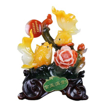 Load image into Gallery viewer, Chinese Feng Shui Lucky Wealth Gold Fish Statue Home/Office Decor Sculpture Craft Living Room TV Cabinet Fortune Ornament Housewarming Gift
