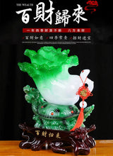 Load image into Gallery viewer, Chinese Feng Shui Lucky Wealth Cabbage Dragon Toad Statue Home/Office Decor Sculpture Craft Living Room TV Cabinet Fortune Ornament Housewarming Gift