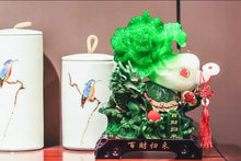 Load image into Gallery viewer, Chinese Feng Shui Lucky Wealth Cabbage Dragon Toad Statue Home/Office Decor Sculpture Craft Living Room TV Cabinet Fortune Ornament Housewarming Gift