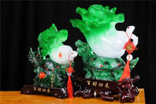 Load image into Gallery viewer, Chinese Feng Shui Lucky Wealth Cabbage Dragon Toad Statue Home/Office Decor Sculpture Craft Living Room TV Cabinet Fortune Ornament Housewarming Gift