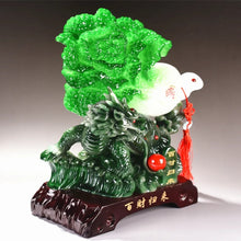 Load image into Gallery viewer, Chinese Feng Shui Lucky Wealth Cabbage Dragon Toad Statue Home/Office Decor Sculpture Craft Living Room TV Cabinet Fortune Ornament Housewarming Gift