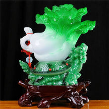 Load image into Gallery viewer, Chinese Feng Shui Lucky Wealth Cabbage Dragon Toad Statue Home/Office Decor Sculpture Craft Living Room TV Cabinet Fortune Ornament Housewarming Gift