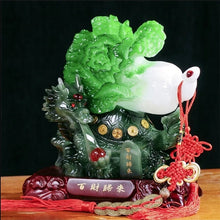 Load image into Gallery viewer, Chinese Feng Shui Lucky Wealth Cabbage Dragon Toad Statue Home/Office Decor Sculpture Craft Living Room TV Cabinet Fortune Ornament Housewarming Gift