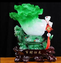 Load image into Gallery viewer, Chinese Feng Shui Lucky Wealth Cabbage Dragon Toad Statue Home/Office Decor Sculpture Craft Living Room TV Cabinet Fortune Ornament Housewarming Gift