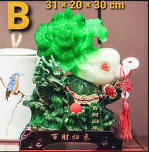 Load image into Gallery viewer, Chinese Feng Shui Lucky Wealth Cabbage Dragon Toad Statue Home/Office Decor Sculpture Craft Living Room TV Cabinet Fortune Ornament Housewarming Gift
