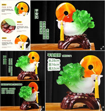 Load image into Gallery viewer, Chinese Feng Shui Lucky Wealth Cabbage Dragon Toad Statue Home/Office Decor Sculpture Craft Living Room TV Cabinet Fortune Ornament Housewarming Gift