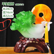 Load image into Gallery viewer, Chinese Feng Shui Lucky Wealth Cabbage Dragon Toad Statue Home/Office Decor Sculpture Craft Living Room TV Cabinet Fortune Ornament Housewarming Gift