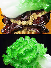 Load image into Gallery viewer, Chinese Feng Shui Lucky Wealth Money Gold Cabbage Statue Home/Office Decor Sculpture Craft Living Room TV Cabinet Fortune Ornament Housewarming Gift