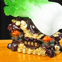 Load image into Gallery viewer, Chinese Feng Shui Lucky Wealth Money Gold Cabbage Statue Home/Office Decor Sculpture Craft Living Room TV Cabinet Fortune Ornament Housewarming Gift