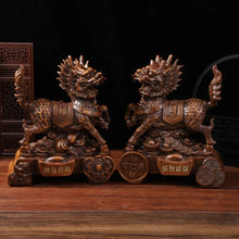 Load image into Gallery viewer, Chinese Feng Shui Lucky Money Gold Wealth Fu Dogs/Kylins/Lions Horse Statue Home/Office Decor Sculpture Craft Living Room TV Cabinet Fortune Ornament Housewarming Gift