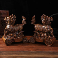 Load image into Gallery viewer, Chinese Feng Shui Lucky Money Gold Wealth Fu Dogs/Kylins/Lions Horse Statue Home/Office Decor Sculpture Craft Living Room TV Cabinet Fortune Ornament Housewarming Gift