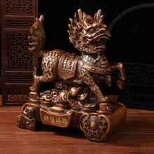 Load image into Gallery viewer, Chinese Feng Shui Lucky Money Gold Wealth Fu Dogs/Kylins/Lions Horse Statue Home/Office Decor Sculpture Craft Living Room TV Cabinet Fortune Ornament Housewarming Gift