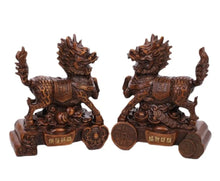 Load image into Gallery viewer, Chinese Feng Shui Lucky Money Gold Wealth Fu Dogs/Kylins/Lions Horse Statue Home/Office Decor Sculpture Craft Living Room TV Cabinet Fortune Ornament Housewarming Gift