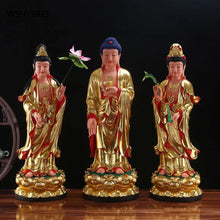 Load image into Gallery viewer, Chinese Feng Shui Lucky Wealth Gold Blessing Buddha Guanyin God Statues Home/Office Decor Sculpture Craft Living Room TV Cabinet Fortune Ornament Housewarming Gift