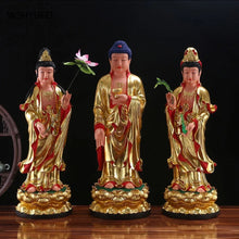 Load image into Gallery viewer, Chinese Feng Shui Lucky Wealth Gold Blessing Buddha Guanyin God Statues Home/Office Decor Sculpture Craft Living Room TV Cabinet Fortune Ornament Housewarming Gift