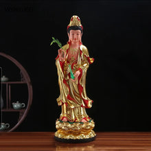 Load image into Gallery viewer, Chinese Feng Shui Lucky Wealth Gold Blessing Buddha Guanyin God Statues Home/Office Decor Sculpture Craft Living Room TV Cabinet Fortune Ornament Housewarming Gift