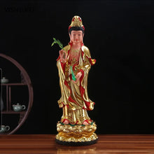 Load image into Gallery viewer, Chinese Feng Shui Lucky Wealth Gold Blessing Buddha Guanyin God Statues Home/Office Decor Sculpture Craft Living Room TV Cabinet Fortune Ornament Housewarming Gift