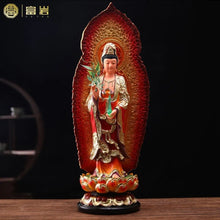 Load image into Gallery viewer, Chinese Feng Shui Lucky Wealth Gold Blessing Buddha Guanyin God Statues Home/Office Decor Sculpture Craft Living Room TV Cabinet Fortune Ornament Housewarming Gift