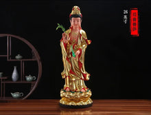 Load image into Gallery viewer, Chinese Feng Shui Lucky Wealth Gold Blessing Buddha Guanyin God Statues Home/Office Decor Sculpture Craft Living Room TV Cabinet Fortune Ornament Housewarming Gift