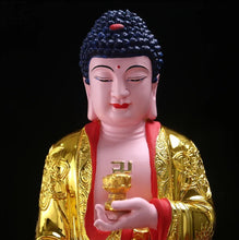 Load image into Gallery viewer, Chinese Feng Shui Lucky Wealth Gold Blessing Buddha Guanyin God Statues Home/Office Decor Sculpture Craft Living Room TV Cabinet Fortune Ornament Housewarming Gift
