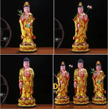 Load image into Gallery viewer, Chinese Feng Shui Lucky Wealth Gold Blessing Buddha Guanyin God Statues Home/Office Decor Sculpture Craft Living Room TV Cabinet Fortune Ornament Housewarming Gift