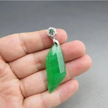 Load image into Gallery viewer, 10% OF- Certified Natural Icy Jadeite Emerald A*Jade Handcarved Lucky Blessing Ling Xing Pendant A265