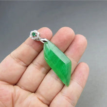 Load image into Gallery viewer, 10% OF- Certified Natural Icy Jadeite Emerald A*Jade Handcarved Lucky Blessing Ling Xing Pendant A265