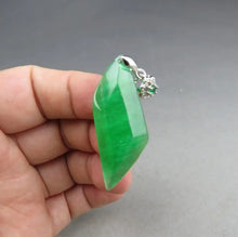 Load image into Gallery viewer, 10% OF- Certified Natural Icy Jadeite Emerald A*Jade Handcarved Lucky Blessing Ling Xing Pendant A265