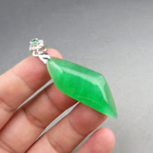 Load image into Gallery viewer, 10% OF- Certified Natural Icy Jadeite Emerald A*Jade Handcarved Lucky Blessing Ling Xing Pendant A265
