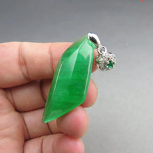 Load image into Gallery viewer, 10% OF- Certified Natural Icy Jadeite Emerald A*Jade Handcarved Lucky Blessing Ling Xing Pendant A265