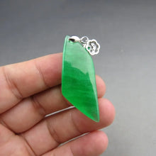 Load image into Gallery viewer, 10% OF- Certified Natural Icy Jadeite Emerald A*Jade Handcarved Lucky Blessing Ling Xing Pendant A265
