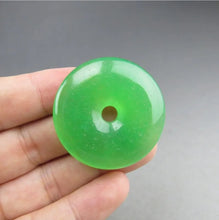 Load image into Gallery viewer, 10% OF- Certified Natural Icy Jadeite Emerald A*Jade Handcarved Lucky Blessing Donut Pendant A238