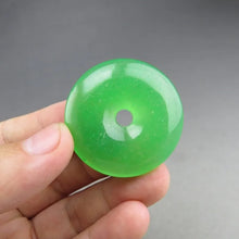 Load image into Gallery viewer, 10% OF- Certified Natural Icy Jadeite Emerald A*Jade Handcarved Lucky Blessing Donut Pendant A238