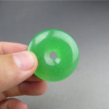 Load image into Gallery viewer, 10% OF- Certified Natural Icy Jadeite Emerald A*Jade Handcarved Lucky Blessing Donut Pendant A238