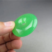 Load image into Gallery viewer, 10% OF- Certified Natural Icy Jadeite Emerald A*Jade Handcarved Lucky Blessing Donut Pendant A238