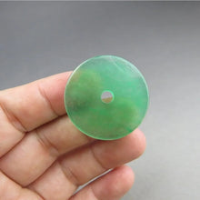 Load image into Gallery viewer, 10% OF- Certified Natural Icy Jadeite Emerald A*Jade Handcarved Lucky Blessing Donut Pendant A905