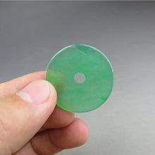 Load image into Gallery viewer, 10% OF- Certified Natural Icy Jadeite Emerald A*Jade Handcarved Lucky Blessing Donut Pendant A905