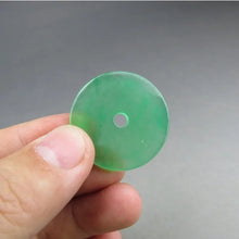 Load image into Gallery viewer, 10% OF- Certified Natural Icy Jadeite Emerald A*Jade Handcarved Lucky Blessing Donut Pendant A905