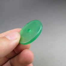 Load image into Gallery viewer, 10% OF- Certified Natural Icy Jadeite Emerald A*Jade Handcarved Lucky Blessing Donut Pendant A905