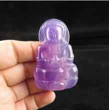 Load image into Gallery viewer, 10% OF- Certified Natural Icy Jadeite Emerald A*Jade Handcarved Lucky Blessing Guanyin Pendant A938